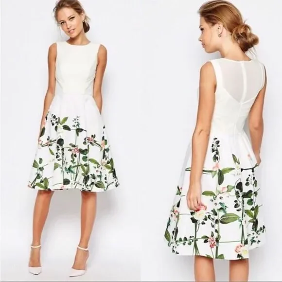 TED BAKER Karoline Secret Trellis Sleeveless Dress - Picture 2 of 13